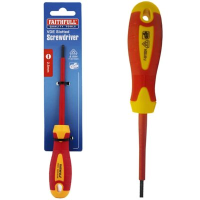 Faithfull VDE 2.5 x 75mm Soft Grip Screwdriver Parallel Slotted Tip FAISDVDE25