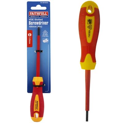 Faithfull VDE 3.5 x 100mm Soft Grip Screwdriver Parallel Slotted Tip FAISDVDE35