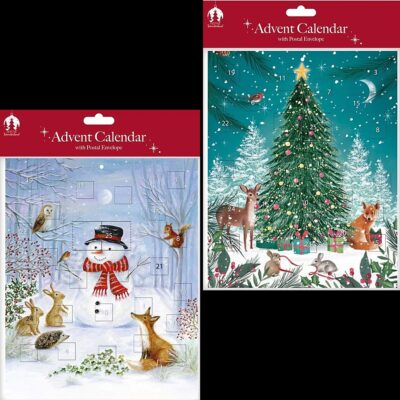 Tallon Christams Advent Calendar with Envelope - Forest Animals with Tree or Snowman XK0043