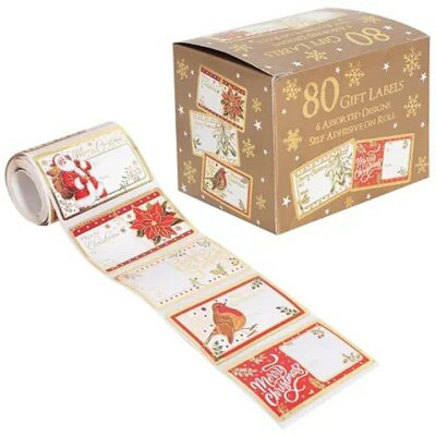 RSw 80 x Self-Adhesive Christmas Gift Labels - Traditional 5772601