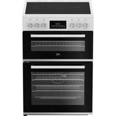Beko 60cm Electric Double Oven with Vitroceramic Hob EDC6731W