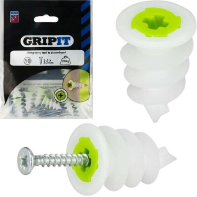 GripIt 10 Piece Twistit (Self Drive) Plasterboard Fixings GRPTWIST10