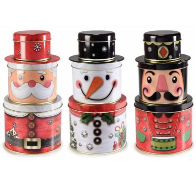 Koopman Stackable Christmas Storage Tins - Santa